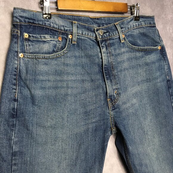 Levis Mens 505 Regular Fit Blue Jeans size 36x34 Stretch Denim Pants - Picture 10 of 16